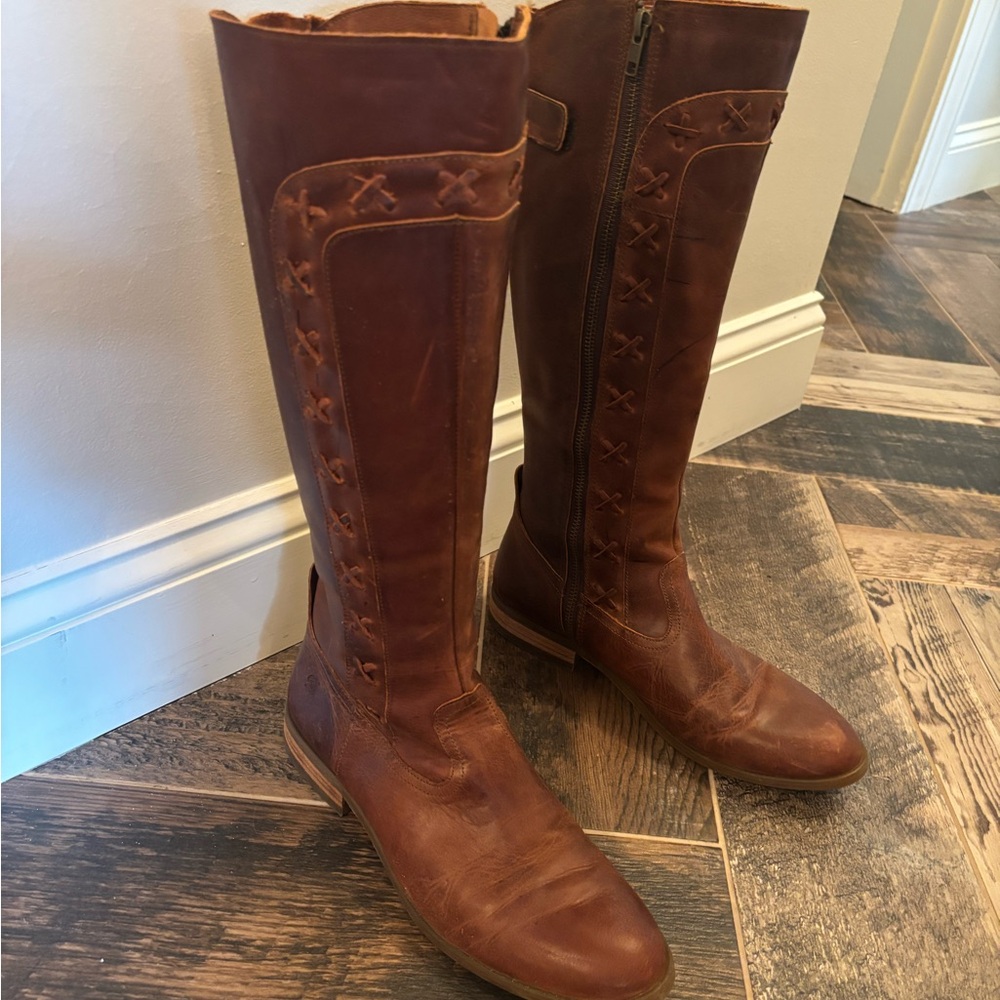 Brown Leather Knee-High Boots
